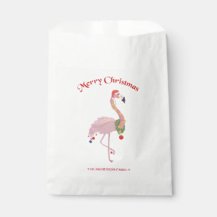 Flamingo, Christmas Balls And Wreath Favor Bag
