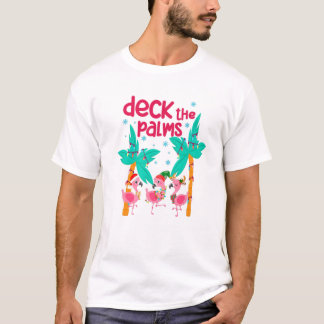 Flamingo Christmas Beach Hawaii Tropical Deck The T-Shirt