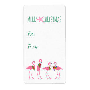 Flamingo Christmas Big Stickers for Gifts