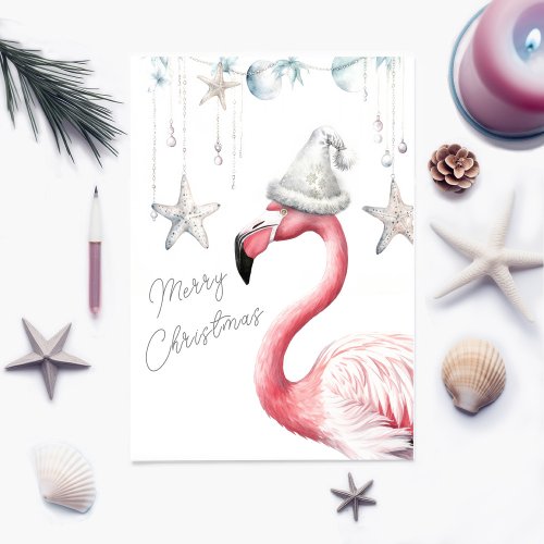 Flamingo Christmas Card Personalizable