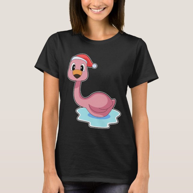 Flamingo Christmas Christmas hat T-Shirt (Front)