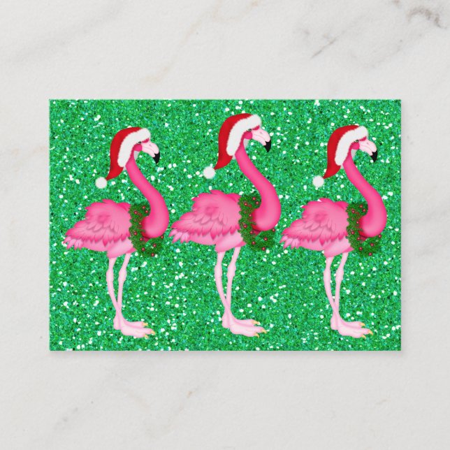 Flamingo Christmas Enclosure Card / Tag (Front)