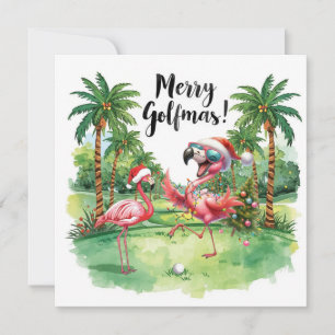 Flamingo Christmas Golfer in the golf course