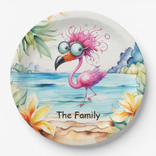 Flamingo Christmas in July at the beach Paper Plat Plates