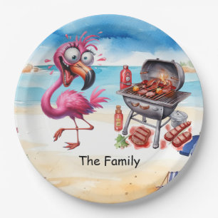 Flamingo Christmas in July at the beach Paper Plat Plates