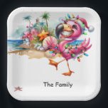 Flamingo Christmas in July at the beach Paper Plates<br><div class="desc">SANTA flamingo Paper Plates are the perfect way to enjoy Christmas in July! These fun and festive plates are perfect for your next holiday gathering or office party. Whether you're serving up Christmas cookies or holiday punch,  these plates will add some cheer to your event.</div>