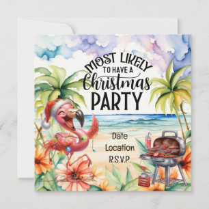 Flamingo Christmas in July Party Invitation