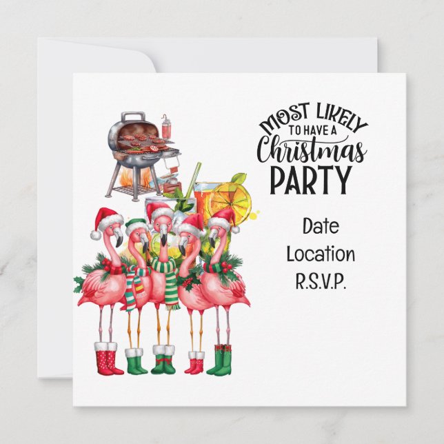 Flamingo Christmas in July Party Invitation (Front)