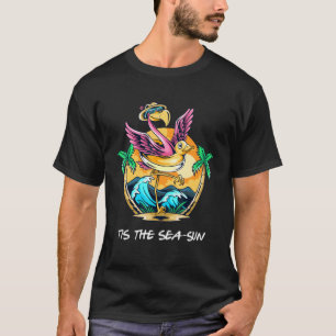 Flamingo Christmas In July Summer Tropical Beach W T-Shirt