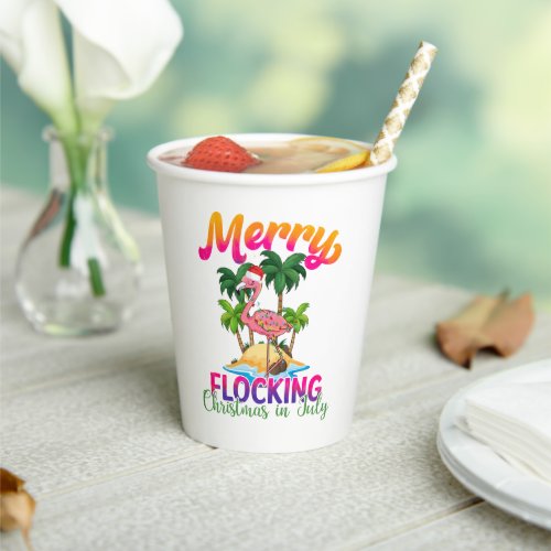 Flamingo Christmas In July  Tropical Flamingo Paper Cups