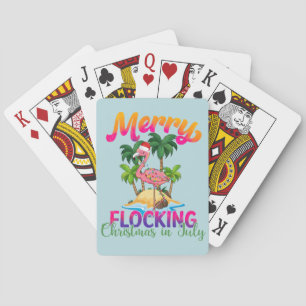 Flamingo Christmas In July Tropical Flamingo Poker Cards