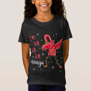 Flamingo Christmas Lights Funny Xmas Santa Hat Ani T-Shirt