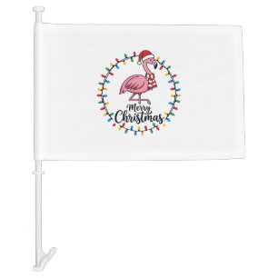 Flamingo Christmas Lights Holiday Car Flag