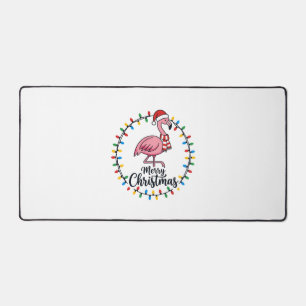 Flamingo Christmas Lights Holiday Desk Mat