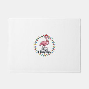 Flamingo Christmas Lights Holiday Doormat