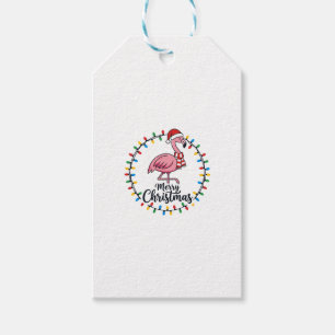 Flamingo Christmas Lights Holiday Gift Tags
