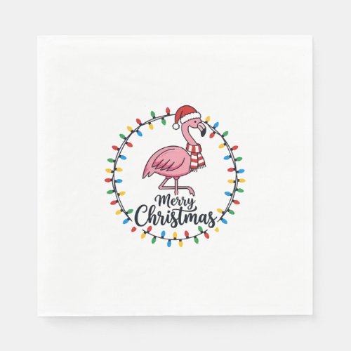 Flamingo Christmas Lights Holiday Napkins