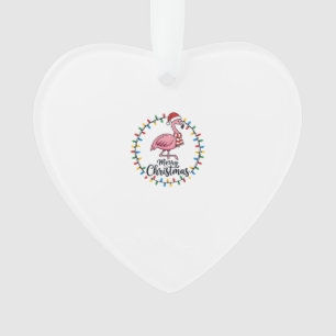 Flamingo Christmas Lights Holiday Ornament