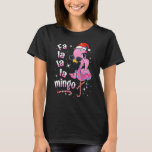 Flamingo Christmas Lights Santa Hat Sunglasses Gir T-Shirt