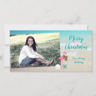 Flamingo Christmas Long Photo Card