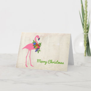 Flamingo Christmas Message Signature Holiday Card