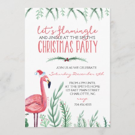 Flamingo Christmas Party Invitation