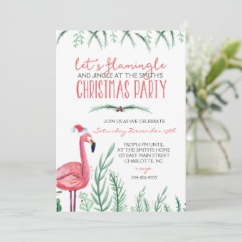 Flamingo Christmas Party Invitation | Zazzle