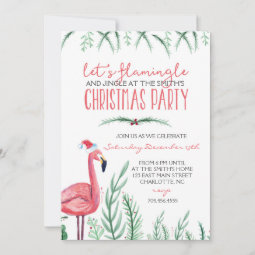 Flamingo Christmas Party Invitation | Zazzle