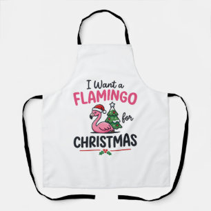 Flamingo Christmas Quote Vector Apron