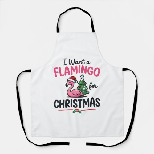 Flamingo Christmas Quote Vector Apron