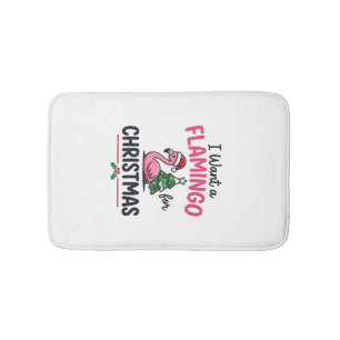 Flamingo Christmas Quote Vector Bath Mat