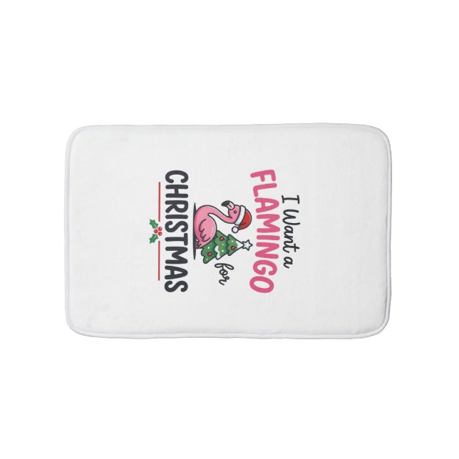 Flamingo Christmas Quote Vector Bath Mat (Front)