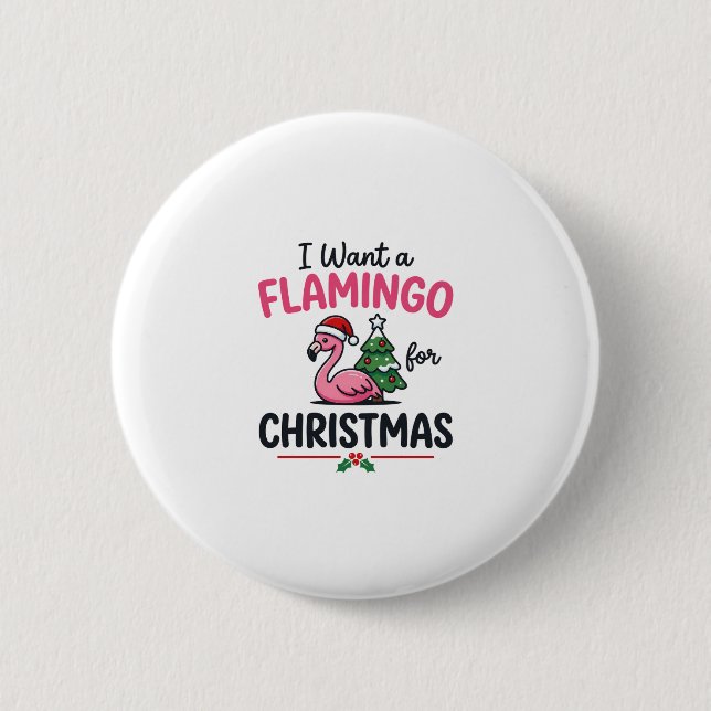 Flamingo Christmas Quote Vector Button (Front)