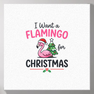 Flamingo Christmas Quote Vector Canvas Photo Tile