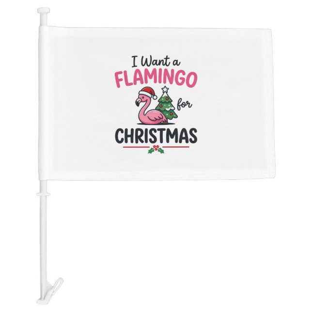 Flamingo Christmas Quote Vector Car Flag (Front)