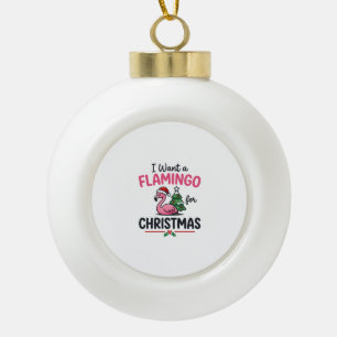 Flamingo Christmas Quote Vector Ceramic Ball Christmas Ornament
