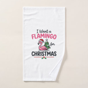 Flamingo Christmas Quote Vector Hand Towel