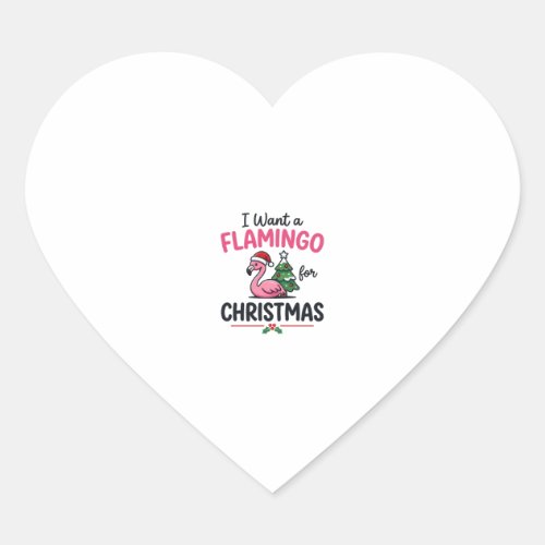 Flamingo Christmas Quote Vector Heart Sticker