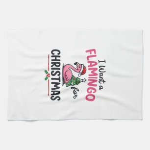 Flamingo Christmas Quote Vector Kitchen Towel