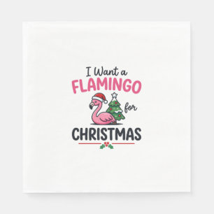 Flamingo Christmas Quote Vector Napkins
