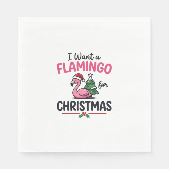 Flamingo Christmas Quote Vector Napkins (Front)
