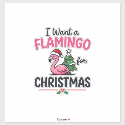 Flamingo Christmas Quote Vector Sticker