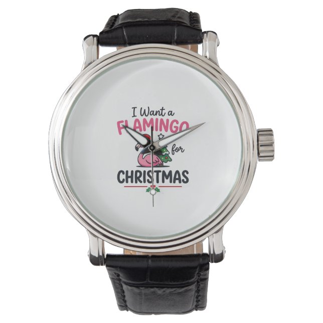 Flamingo Christmas Quote Vector Watch (Front)