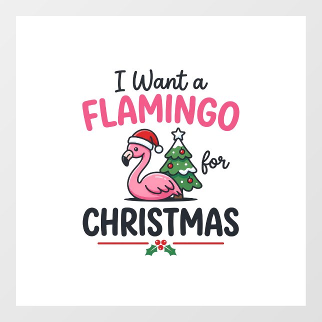 Flamingo Christmas Quote Vector Window Cling (Sheet)