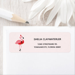 Flamingo Christmas Return Address Label