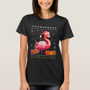 Flamingo Christmas Santa Hat Ugly Christmas Sweate T-Shirt