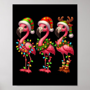 Flamingo Christmas Sarcastic Xmas Lights Flamingo  Poster