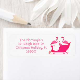 Flamingo Christmas Sleigh Ride  Label