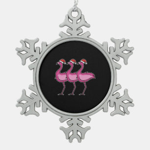 Flamingo Christmas Snowflake Pewter Christmas Ornament