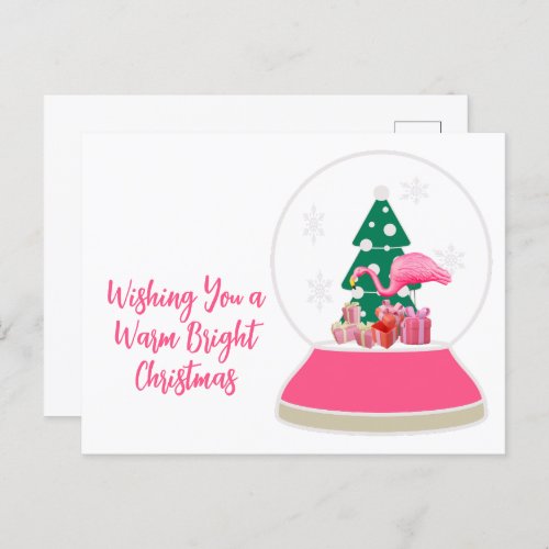 Flamingo Christmas Snowglobe Beach Christmas Postcard